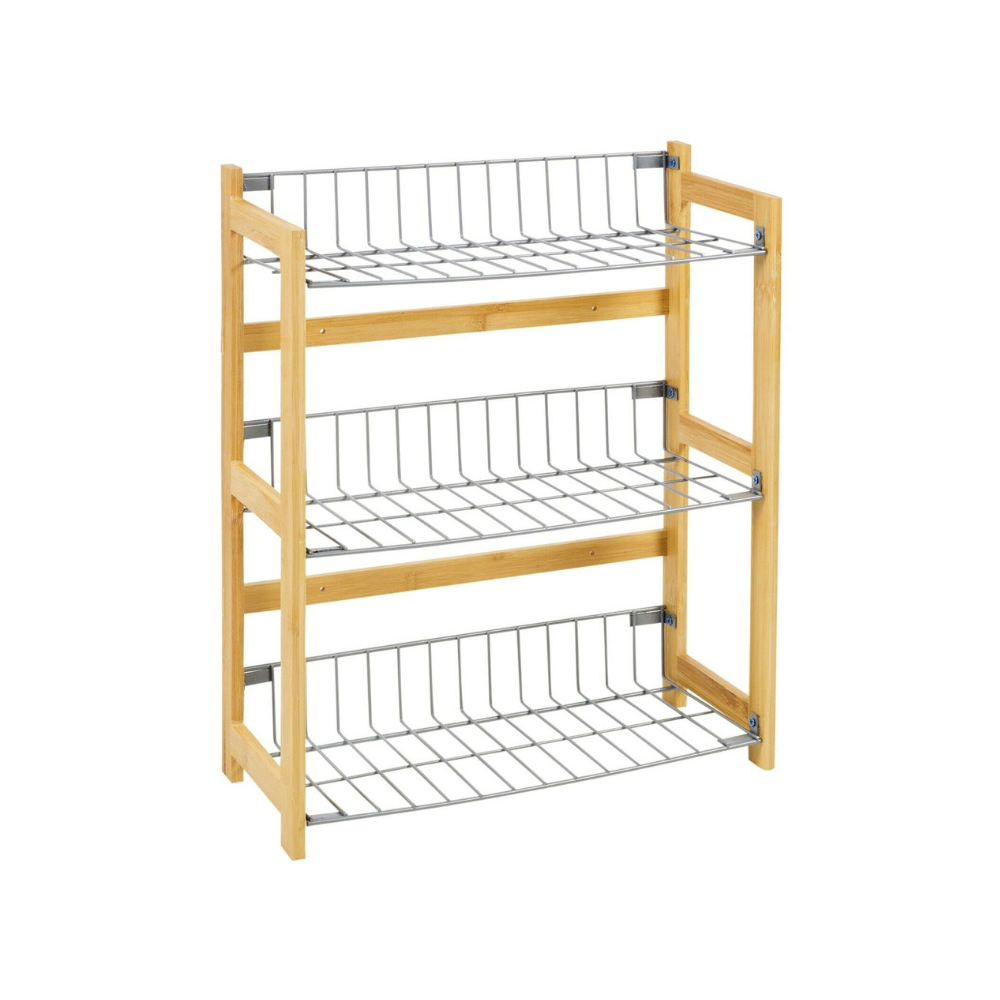 Kitchen Shelf with 3 Shelves in Wood and Metal for Food Pantry 33x42h cm