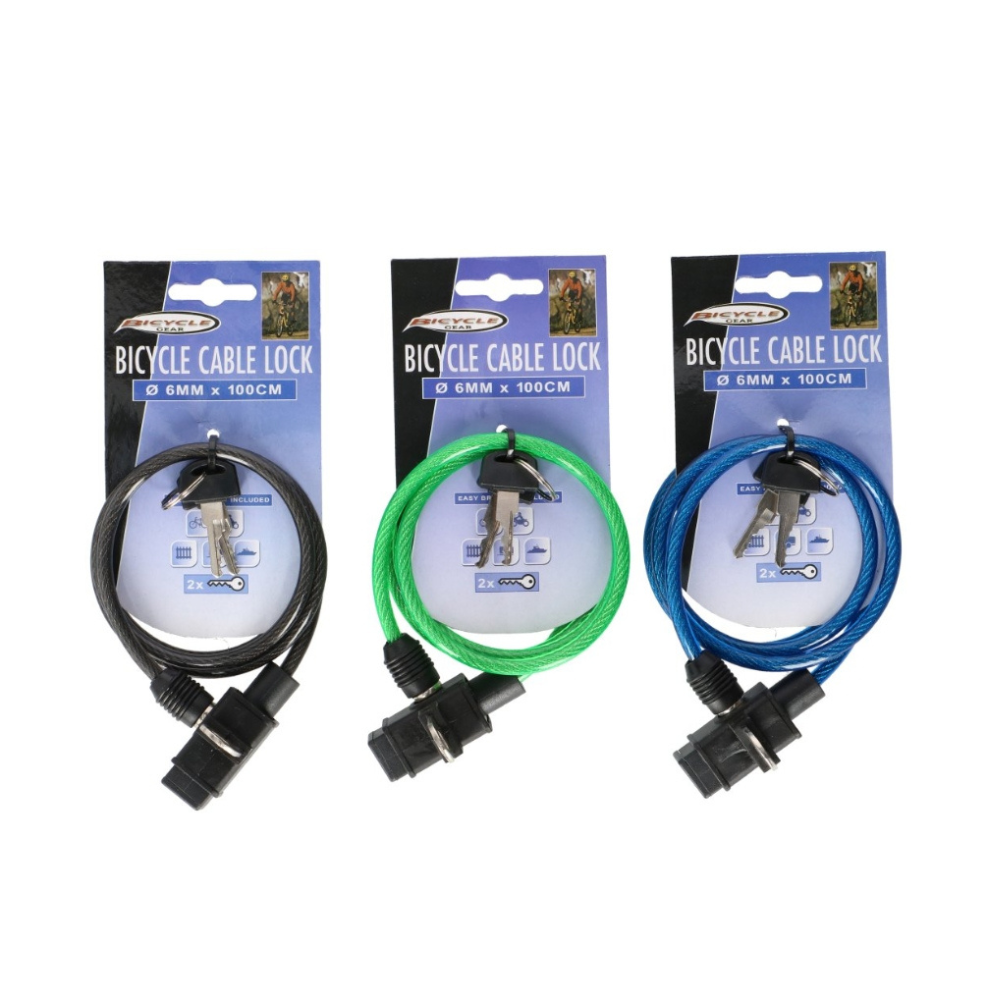 Lucchetto a Cavo per Bicicletta 100cm ø6mm con Staffa
