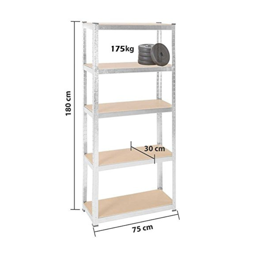 Scaffale Metallo Zincato 5 Ripiani – 875 kg | Garage, Cantina e Officina