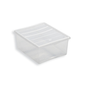 BEAUTIFUL AND STRONG Plastic Containers with Lid Box M, Neutral, Ideal for Clothes and as Storage, Suitable for Wardrobes and Garages, 42x35x18 cm