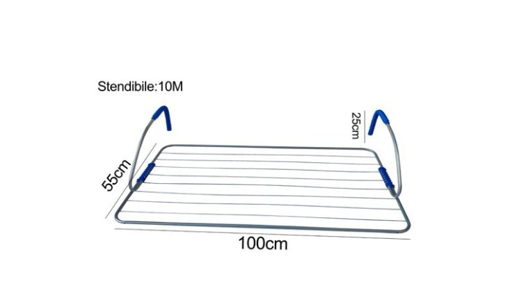 Stendibiancheria Balcone 10m Aggancio Parapetto 100x55cm