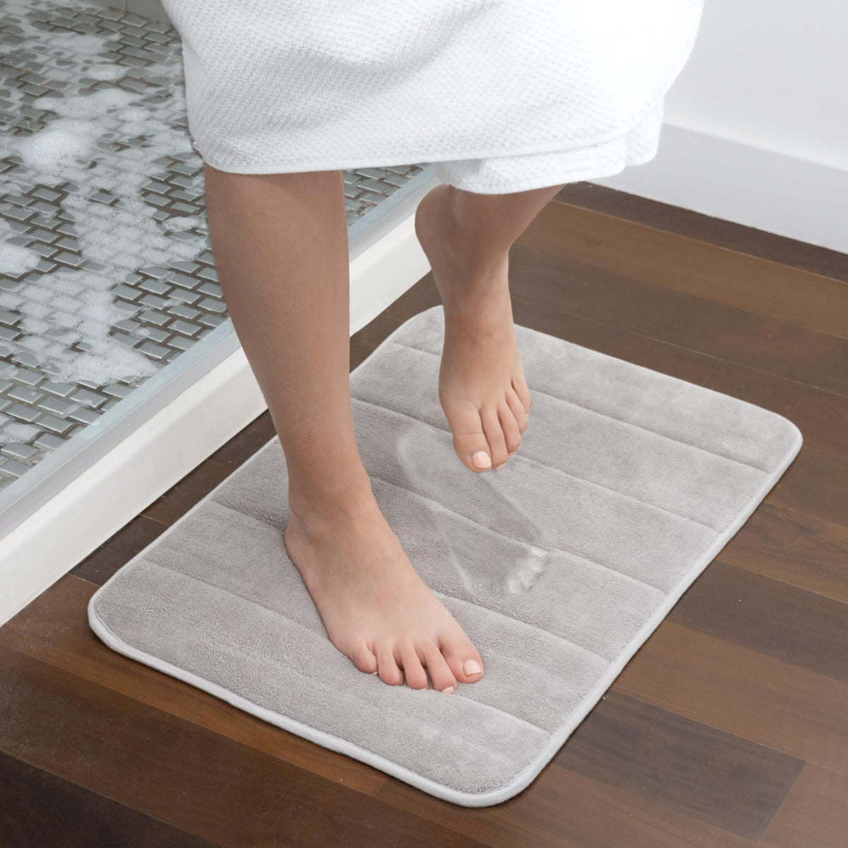 Tappeto Bagno Memory Foam Antiscivolo Grigio 55x40