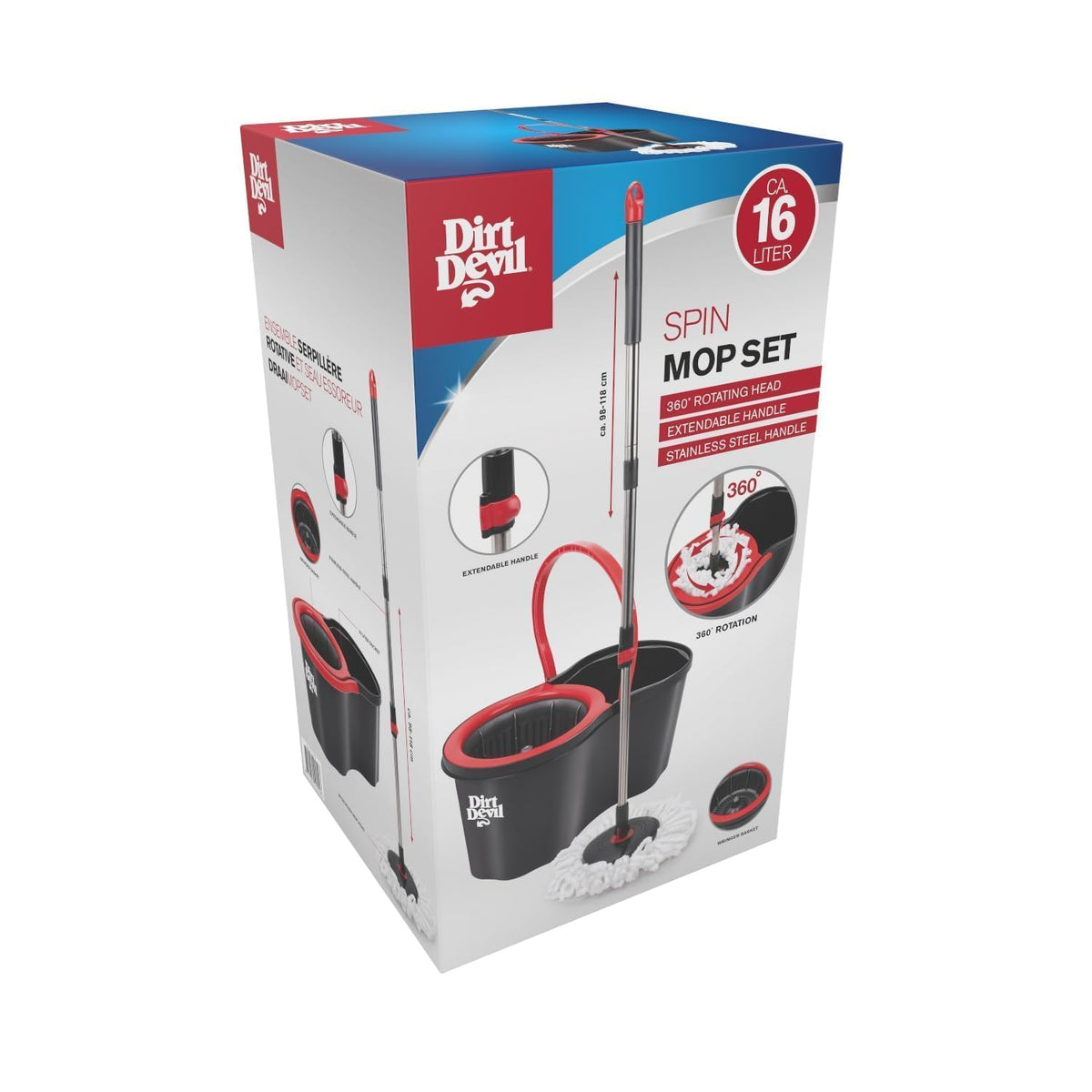 Set Mocio Dirt Devil con Strizzatore e Secchio 16L - Microfibra