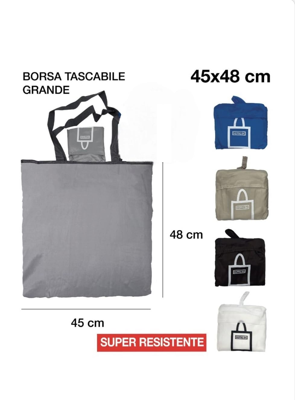 FERCASASHOP 4 Pieces Multipurpose Foldable Bag, Polyester, 4 Colors, Washable, Reusable, for Supermarket, Travel, Camping