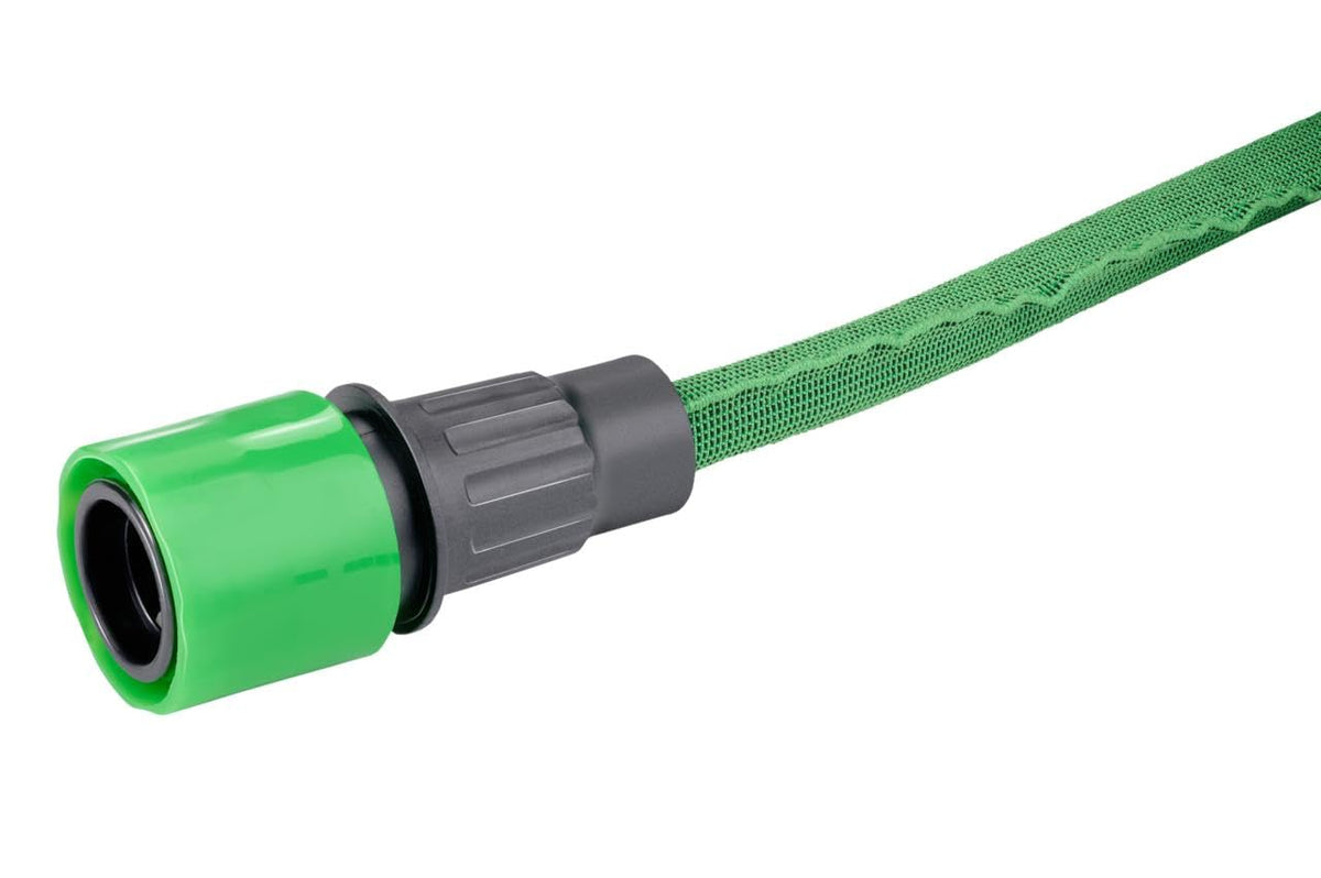 Tuyau d'arrosage Kinzo de 10 m avec accessoires et support, buse de pulvérisation à 7 jets, plastique, vert/gris
