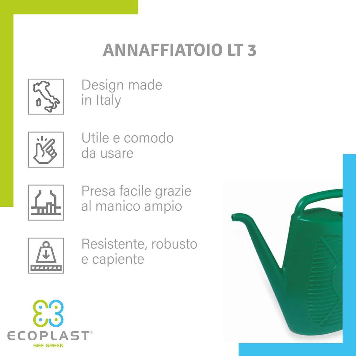 Annaffiatoio Ecoplast 10L con Doccetta Made in Italy
