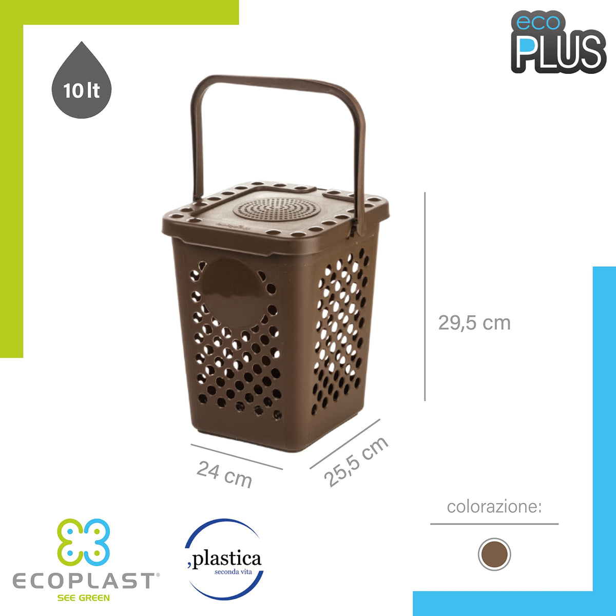 Pattumiera per Rifiuti Organici 10 lt Aperta -Ecoplast