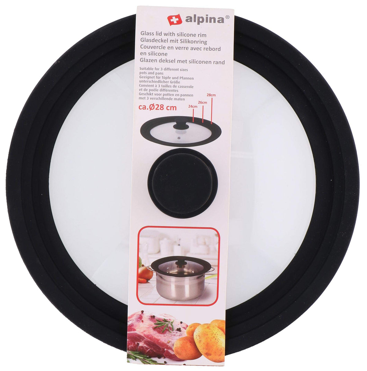 Coperchio Universale Silicone per Pentole -  24 cm/26 cm/28 cm -