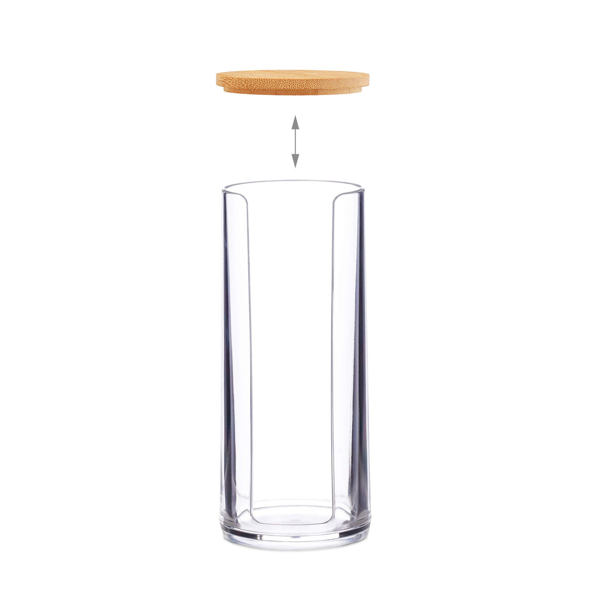 Relaxdays Set of 2 Cotton Pad Dispensers, Acrylic, Cylindrical, with Lid, Bathroom, 20 x 7 cm, Various Colours