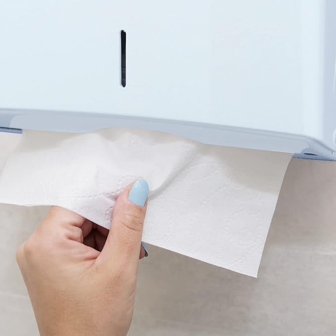 FercasaShop® Z-Shaped Paper Dispenser, Wall-Mounted Dispenser for Towels, White, Wall-Mounted Towel Holder with Security Key and End-of-Stock Window, 400 x 130 x 290 mm. Capacity: 600 Sheets