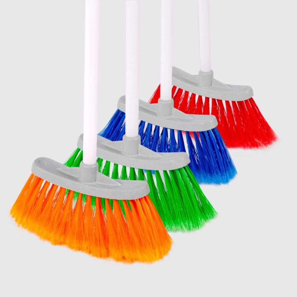 La Briantina Mini Broom for Children, with Feathered Bristles, Handle Height 65 cm, Random Color