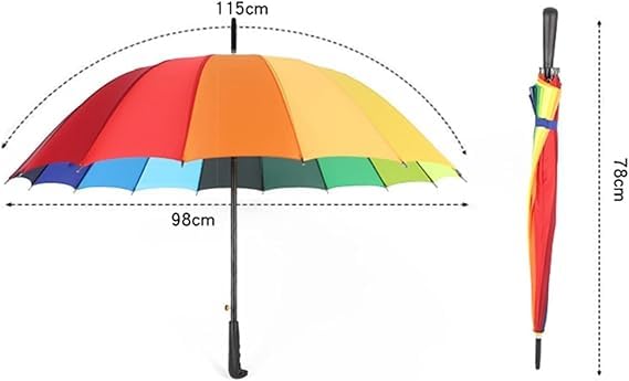 Ombrello Pieghevole Arcobaleno 16 Stecche Antivento