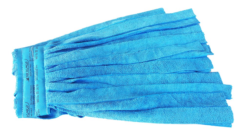 Kit de recharge pour balai microfibre 250 g (2 pièces) + clip professionnel - Lavable 100 fois, fabriqué en Italie