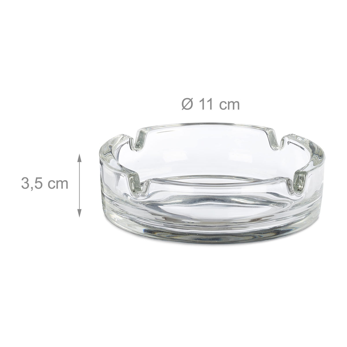 Set 4 Posacenere Vetro Ø11cm Trasparenti 4 Incavi