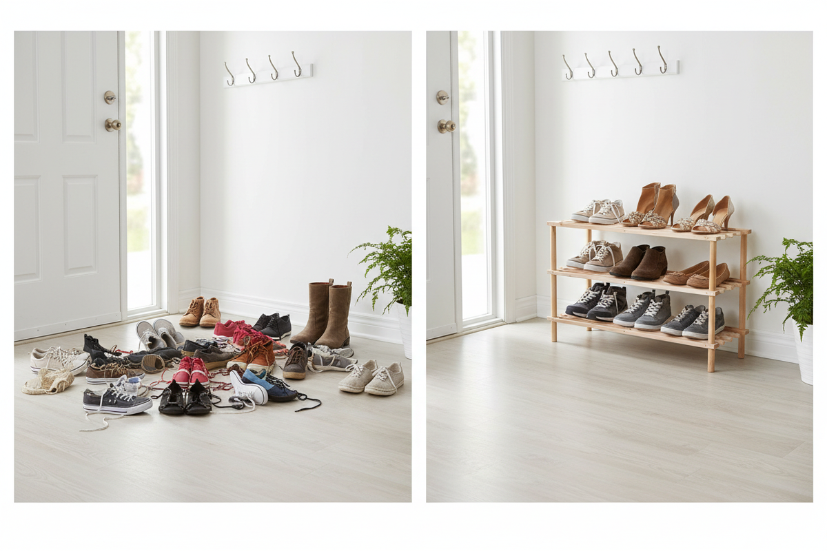 Before after organizzazione scarpe