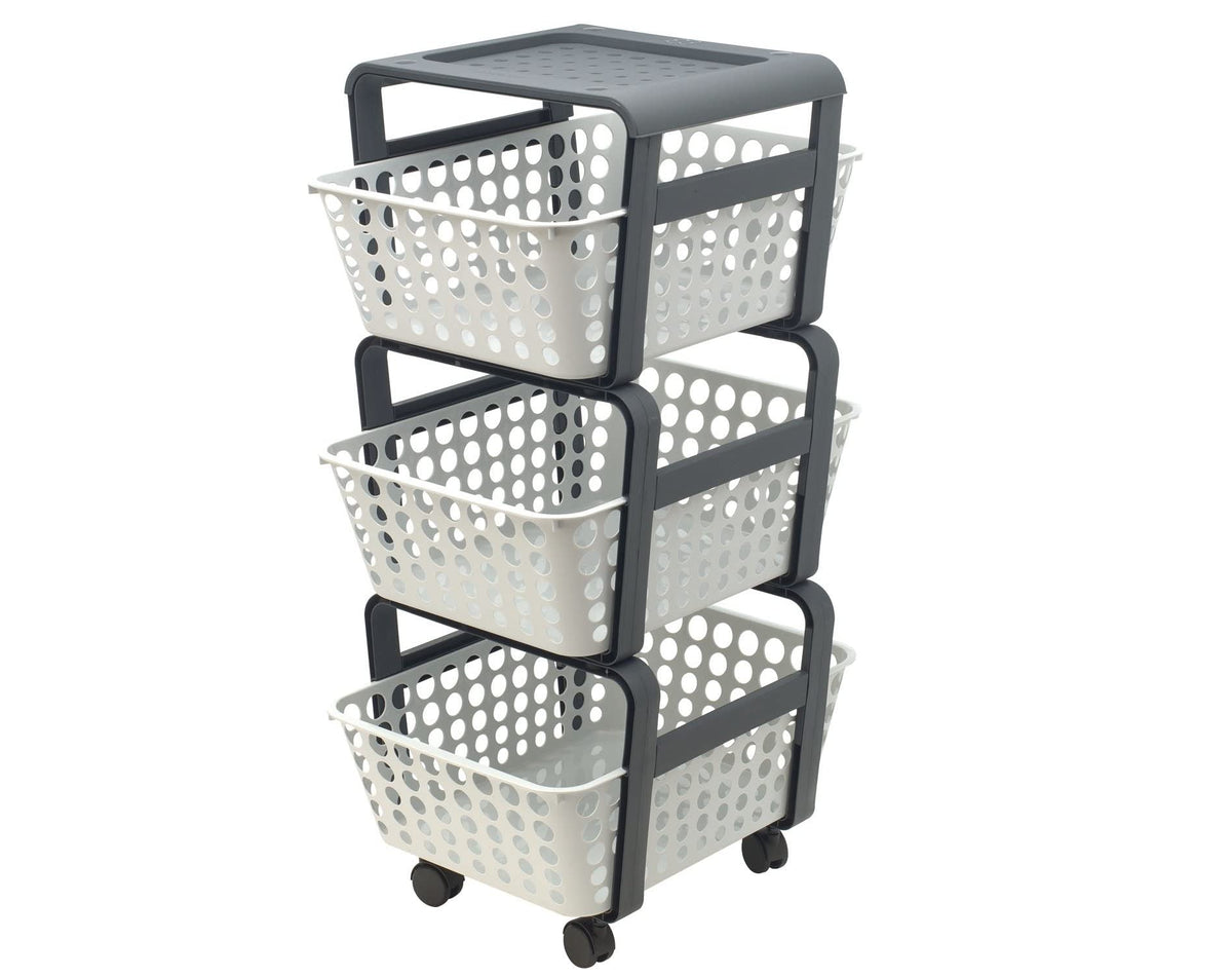 Carrello Modula 3 Ripiani Ruote - Plastica Riciclata