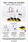 Set Lavello Cucina con Scolaposate Gaia Plus, Dispenser e 4 o 12 Spugne Super Strong