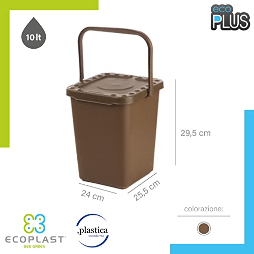 Pattumiera per Rifiuti Organici 10 lt Chiusa -Ecoplast