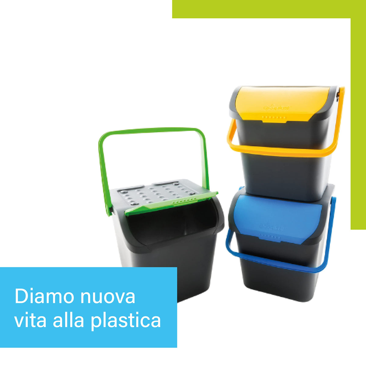 Poubelle Ecoplast 35L - Ouverture type livre - Fabriquée en Italie