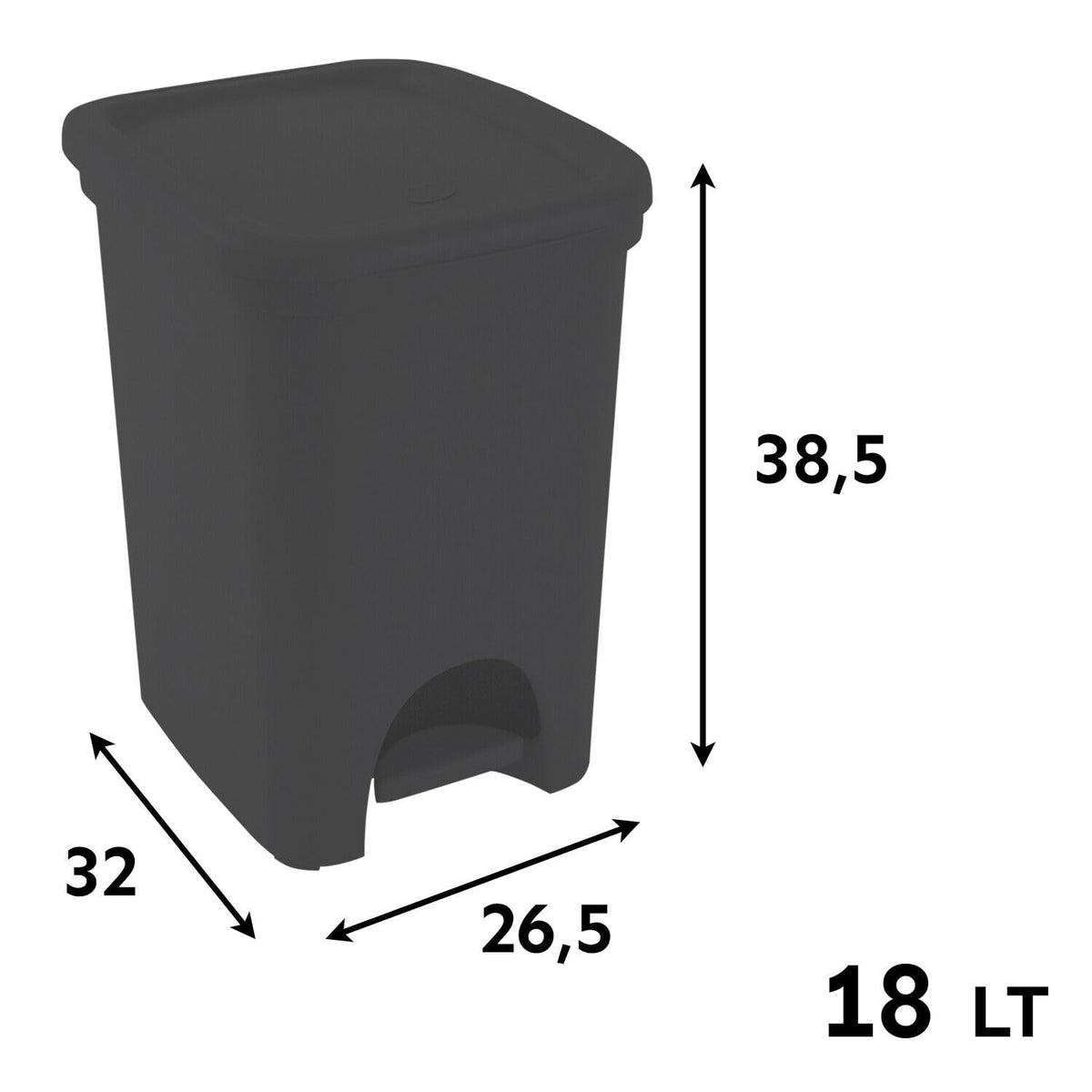 BELLI&amp;FORTI Colors Poubelle à pédale 18 litres Gris Belli e Forti