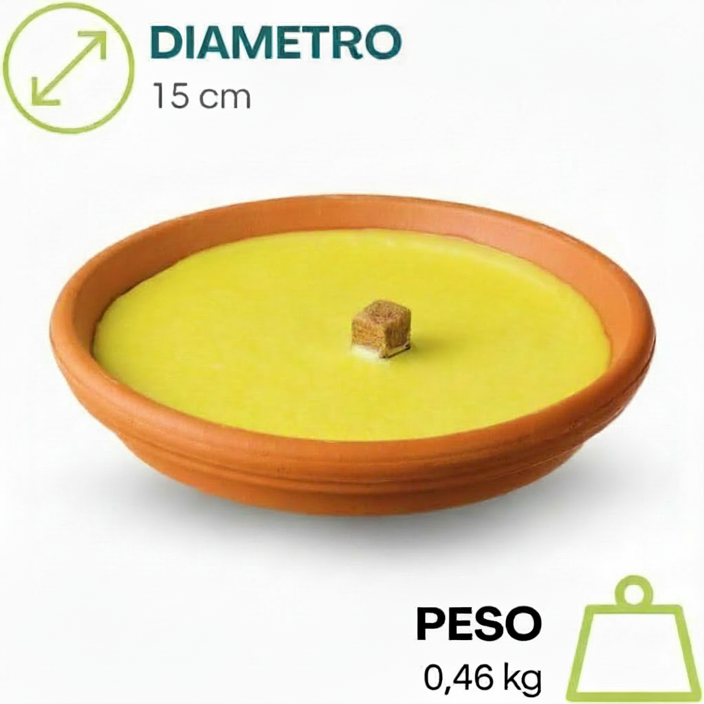 Candela antizanzare al Profumo di citronella in coccio di Terracotta  Ø 15 cm