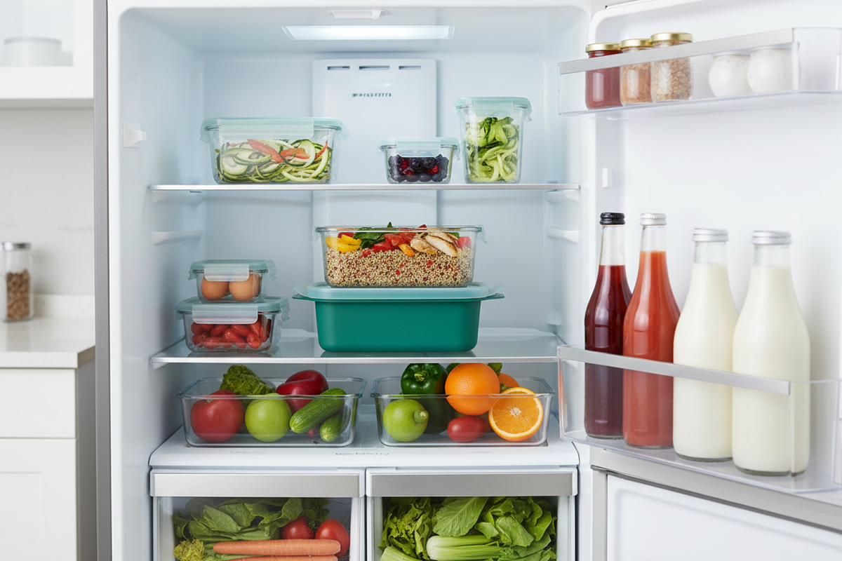 Contenitore verde in frigo