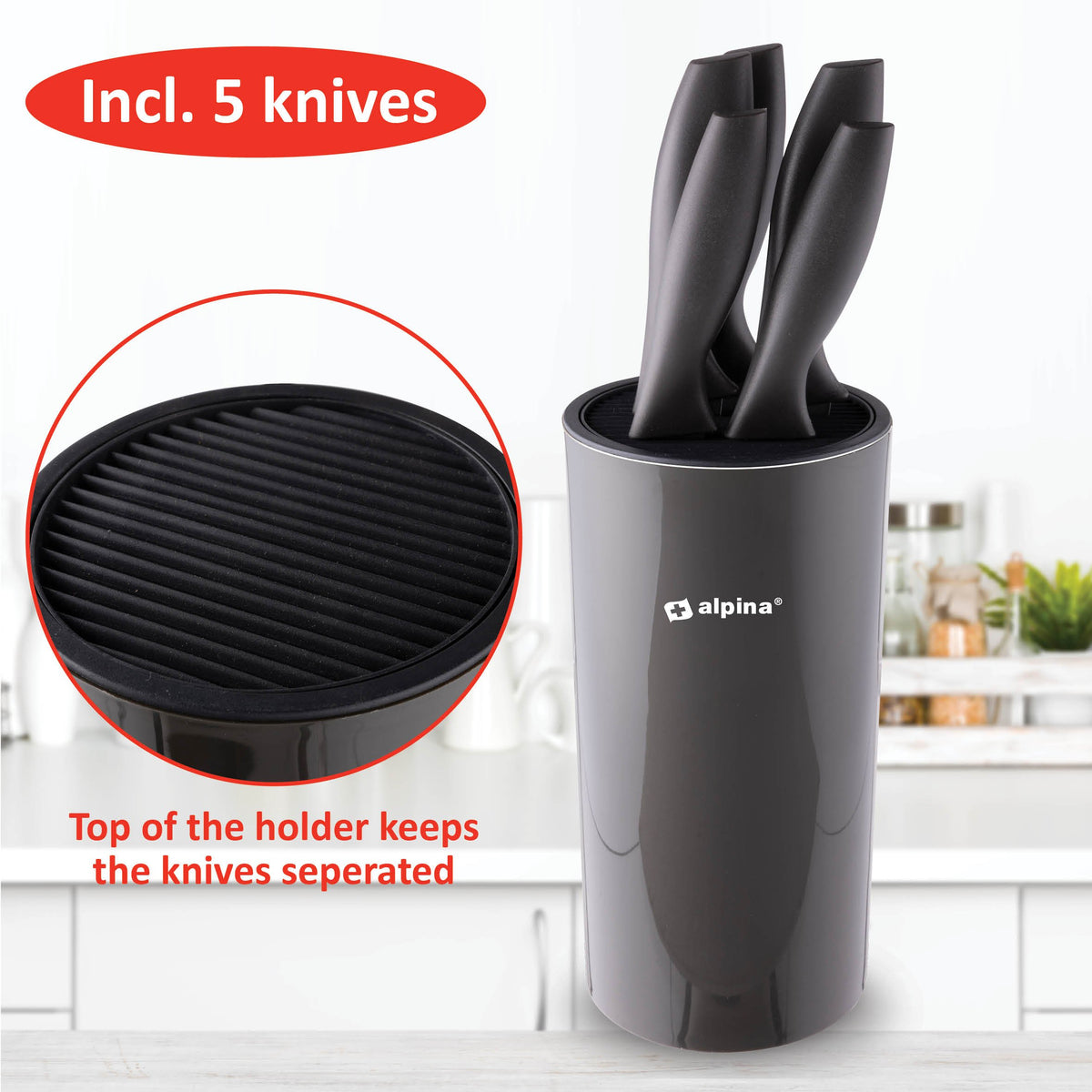SET OF 5 KNIVES WITH SUPPORT CM 10.5x22