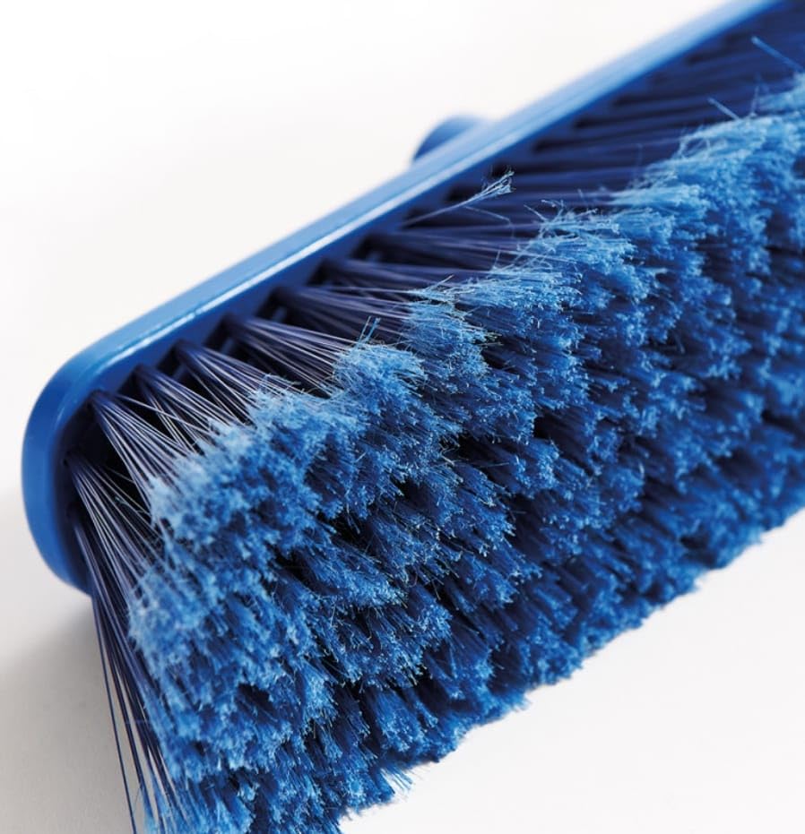 Fercasashop Blumarea Broom, Floor Cleaning - Tiles, Concrete, Nylon, Blue Color, Professional, for Hotels and Restaurants complete with aluminum handle 140 cm