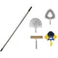 Kit de nettoyage professionnel : tige télescopique en aluminium de 6 mètres + 4 brosses – Toiles d’araignée, plafonds, volets