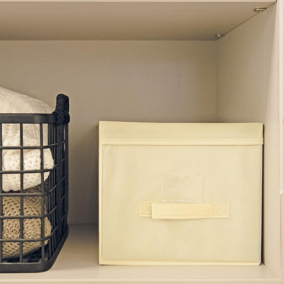Scatola Custodia Tnt, Tessuto, Ecru, 30.0x40.0x25.0 Cm