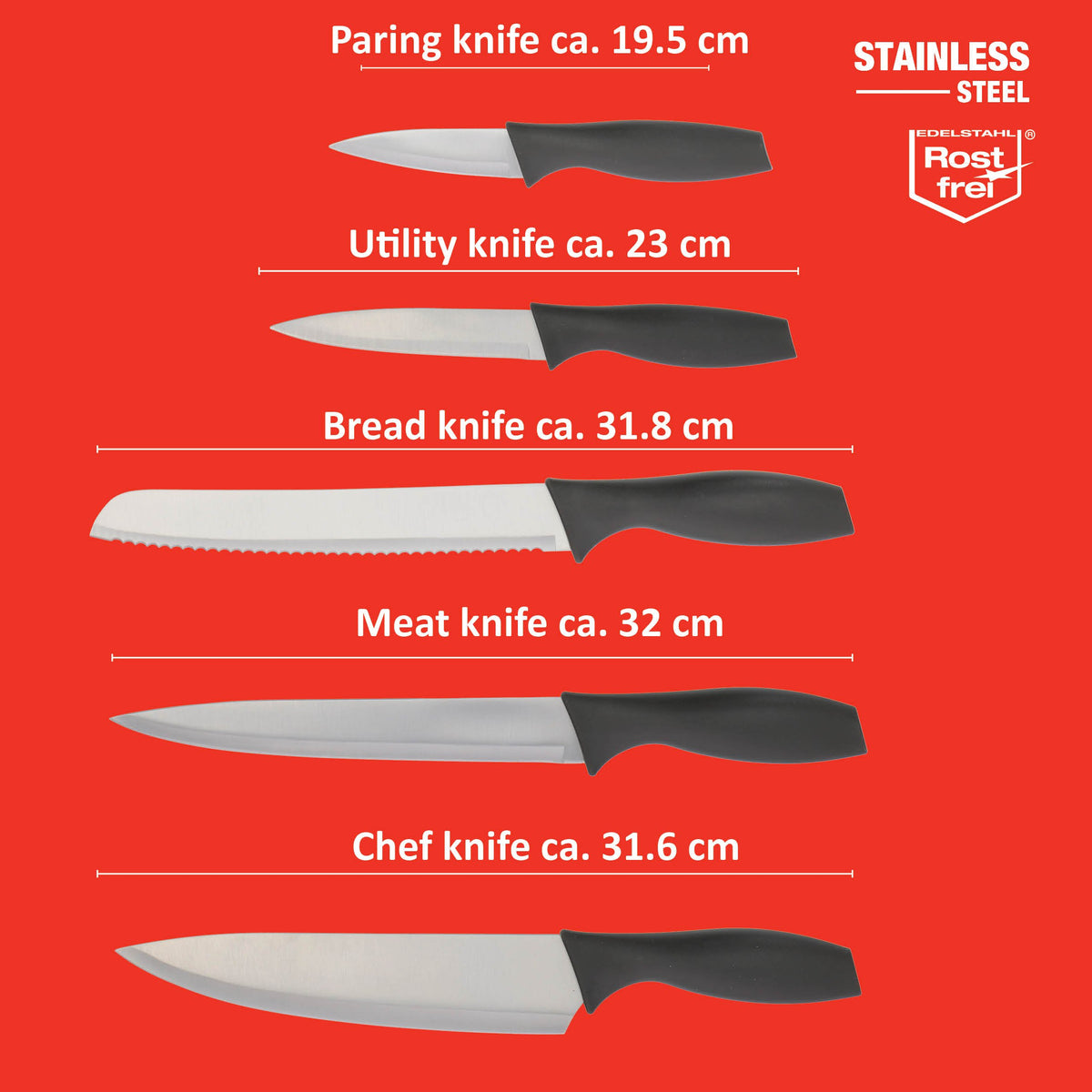 SET OF 5 KNIVES WITH SUPPORT CM 10.5x22
