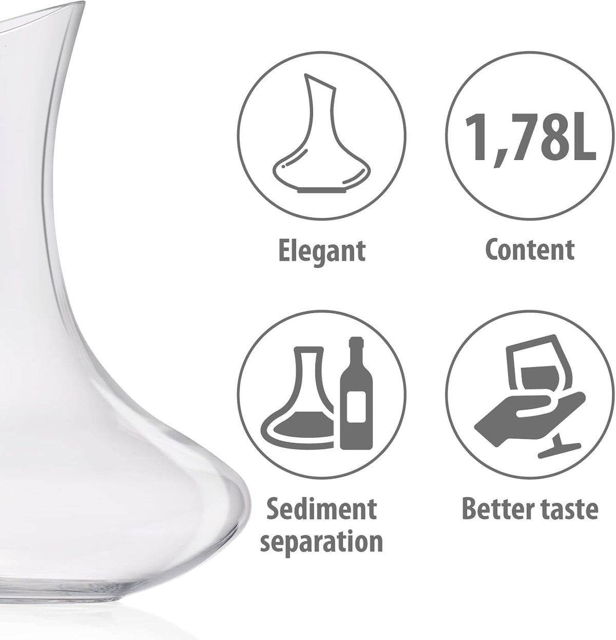 Carafe à vin rouge 1,78 L en cristal Ø20 x 23,7 cm - Carafe d'oxygénation professionnelle