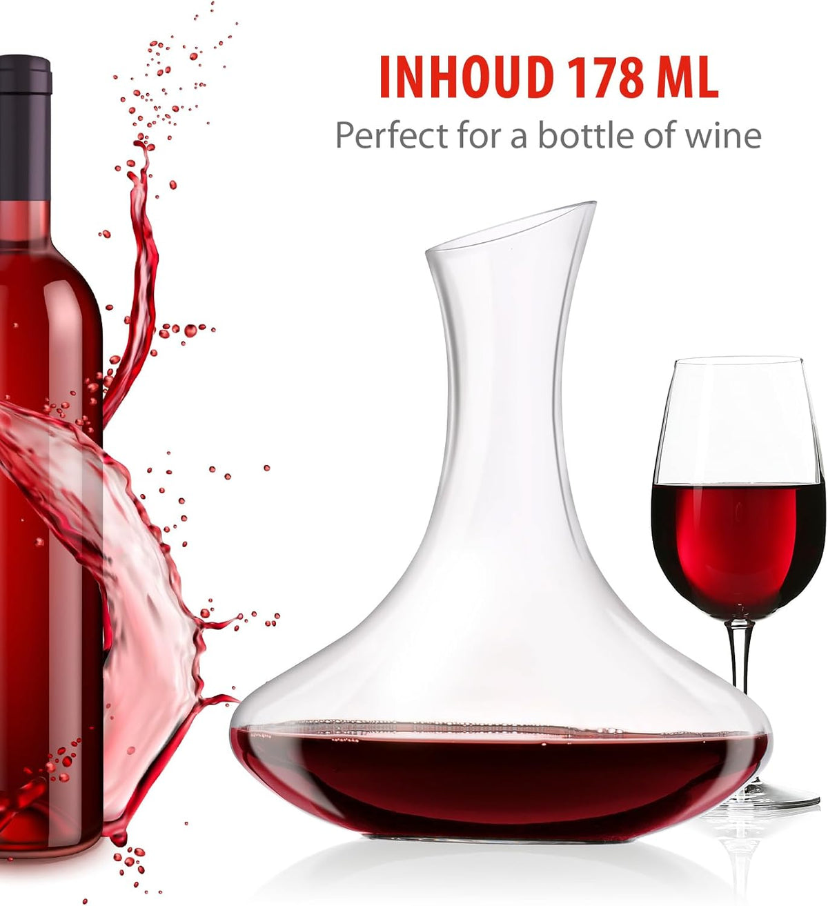 Decanter Vino Rosso 1,78L Cristallo Caraffa Ossigenazione