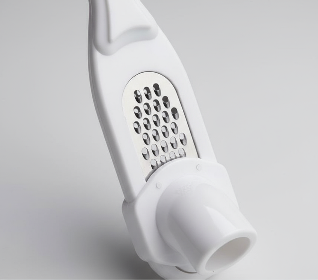 Dettaglio lama acciaio inox e grip ergonomico