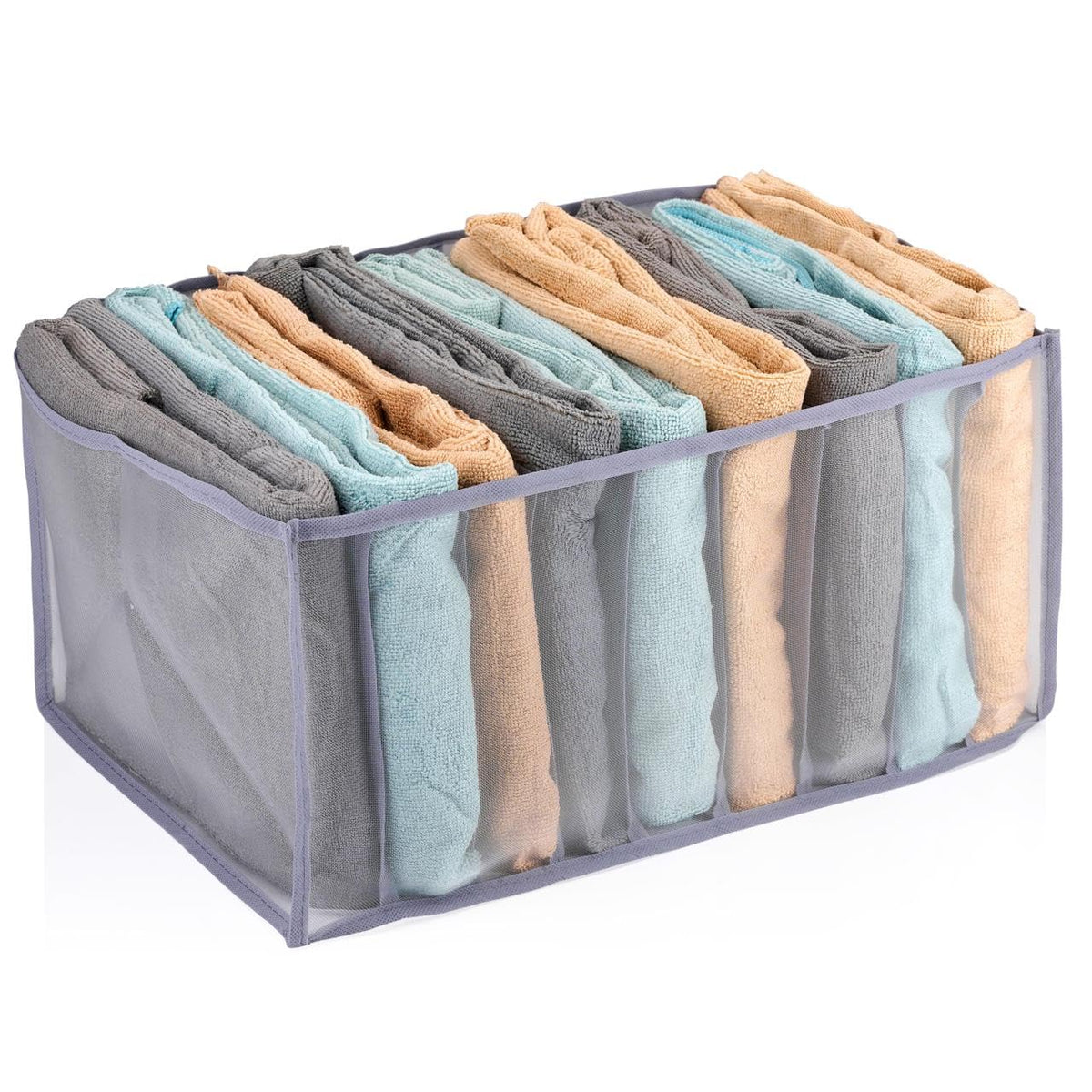 Organizer per armadio, 44 x 29 x 22 cm, con 9 scomparti, pieghevole, colore: grigio