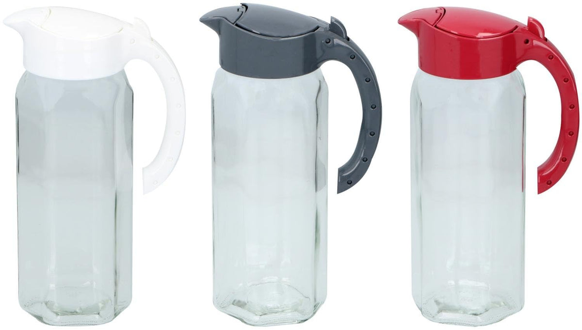 Caraffa Vetro 1,5L con Coperchio - 3 Colori Eleganti