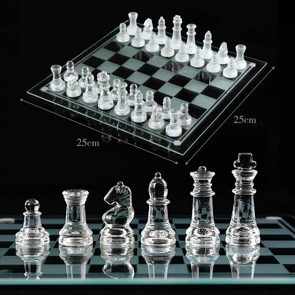 Set Scacchi Vetro Cristallo Artigianale 25x25 cm