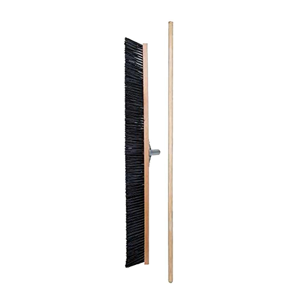 Balai industriel en PVC de 60 cm avec manche en bois de 150 cm de diamètre et 28 mm de hauteur - Pour grandes surfaces extérieures
