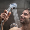 Douchette Heliwer, technologie de filtration Eco avec hélice de pression et filtre purificateur, économise l'eau et l'énergie, design compact et élégant, idéal pour la salle de bain.