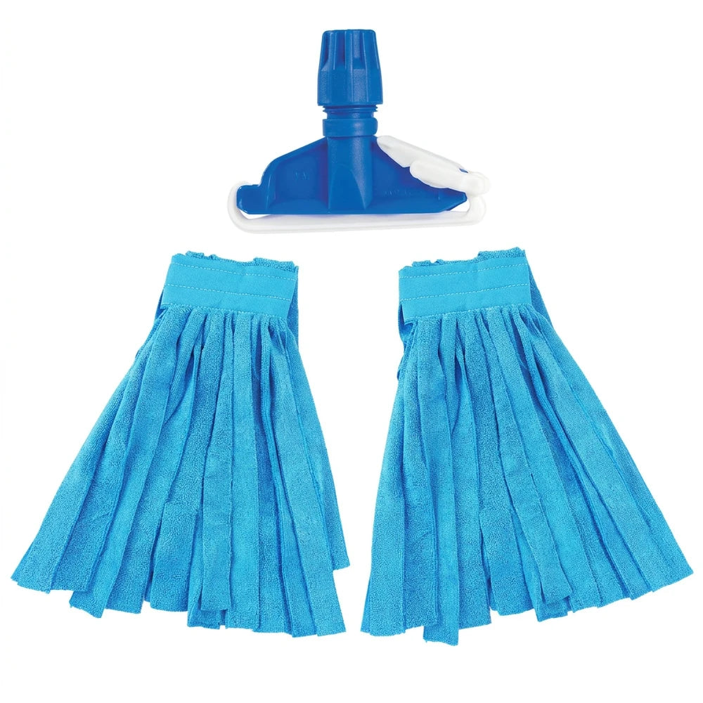 Kit 2 pz ricambio mop in microfibra a fascia gr. 250 + 1 pinza per mop