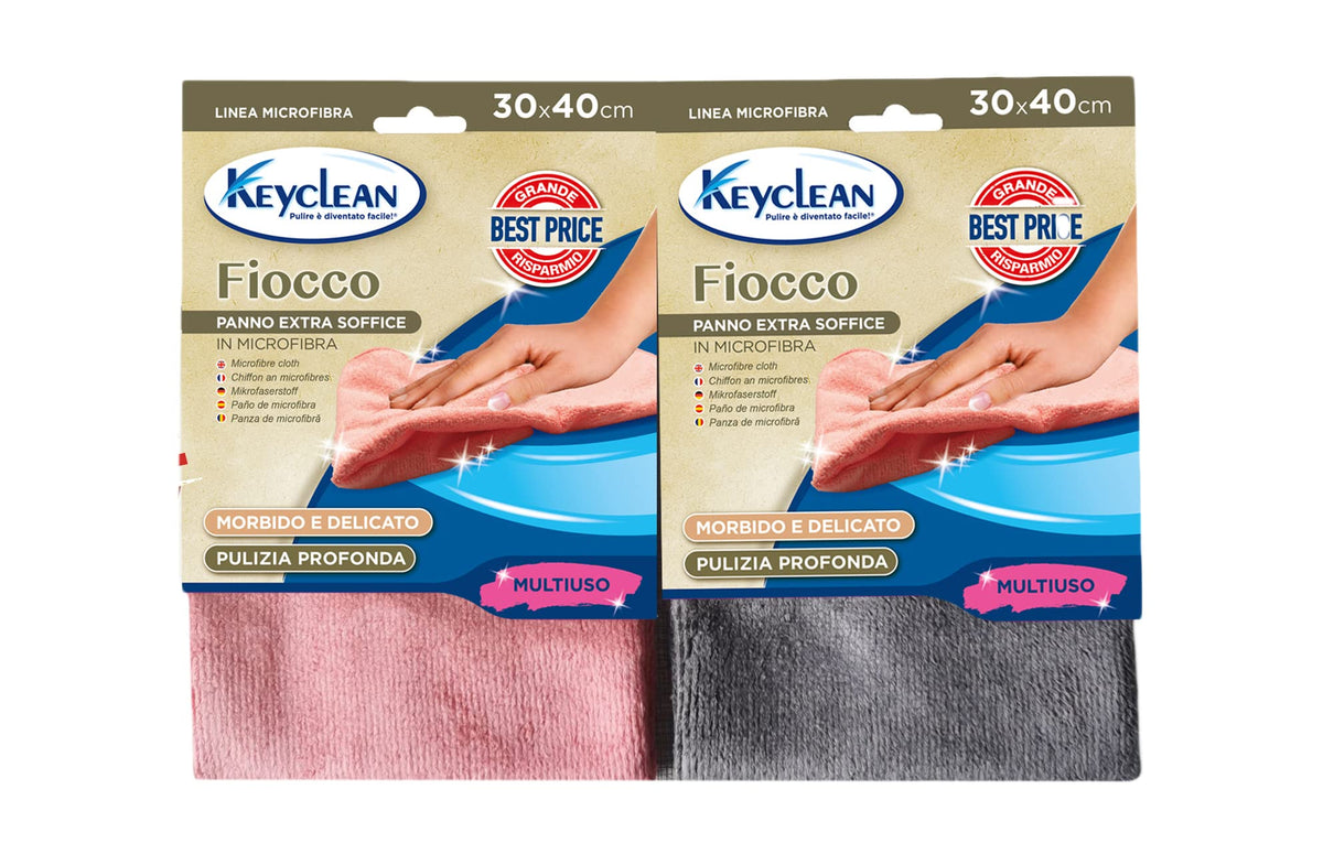 KEYCLEAN 12 PIECES MICROFIBER CLOTH 30X40CM EXTRA-SOFT FLOCK