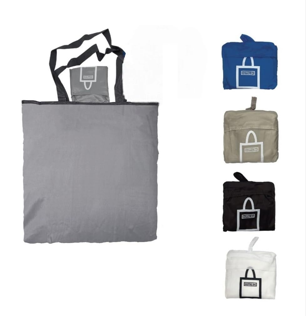 FERCASASHOP 4 Pieces Multipurpose Foldable Bag, Polyester, 4 Colors, Washable, Reusable, for Supermarket, Travel, Camping