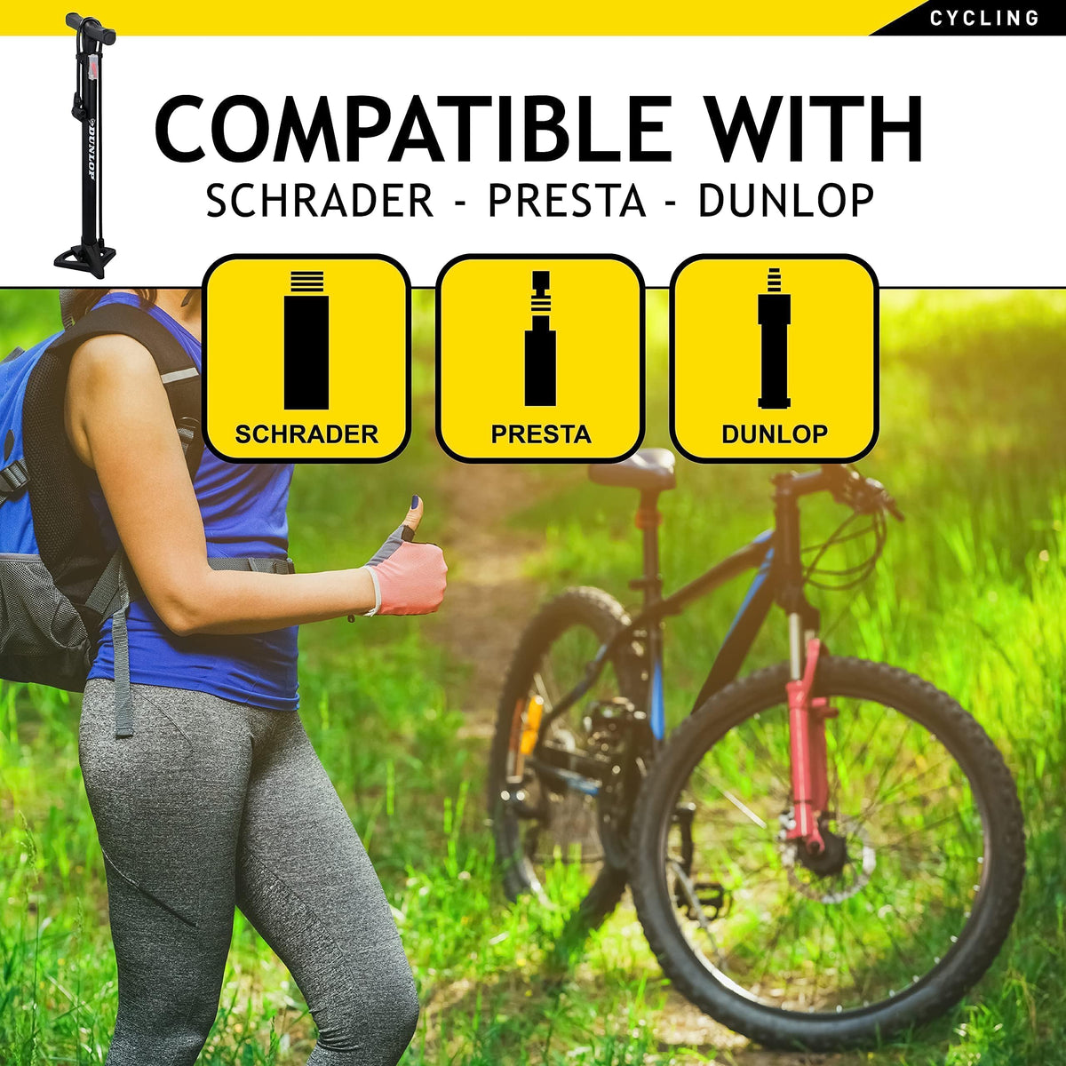 Pompa Bicicletta Dunlop Universale Manometro Integrato
