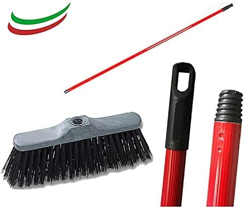 Set 5 Scope Industriali Setole Rigide 27cm Manico 140cm