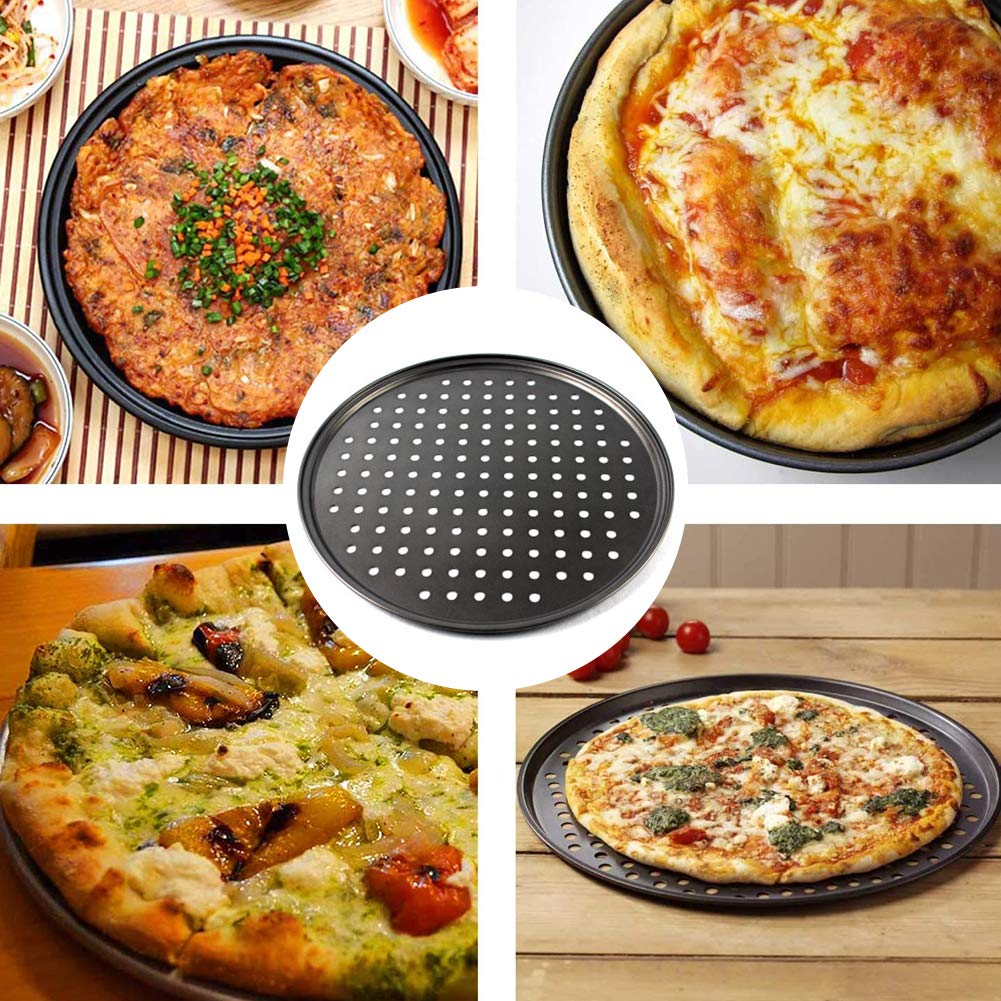Set 2 Teglie Pizza Ø 32 cm. Antiaderenti con Fori Aerazione