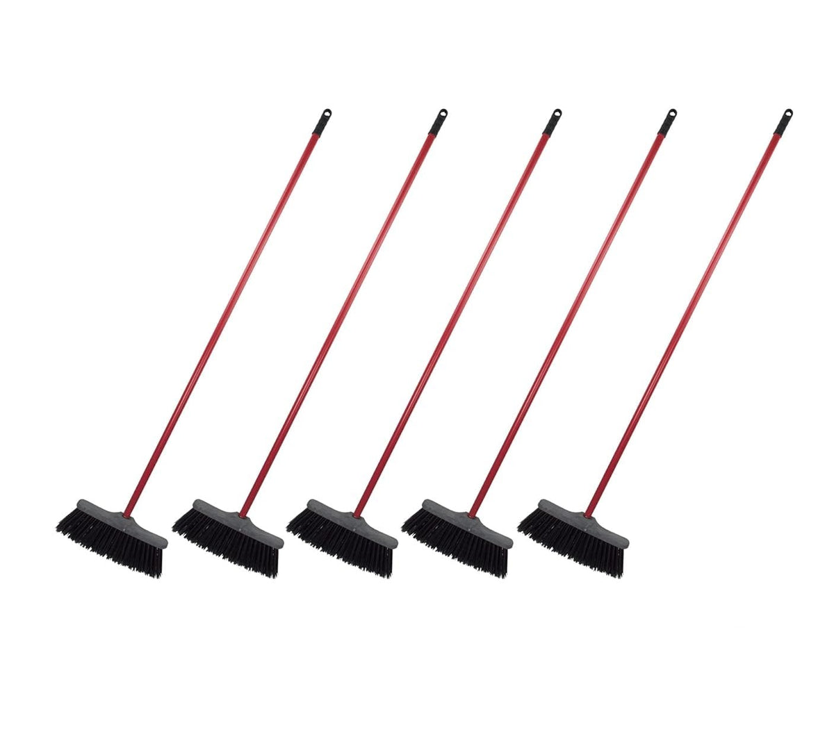 Set 5 Scope Industriali Setole Rigide 27cm Manico 140cm