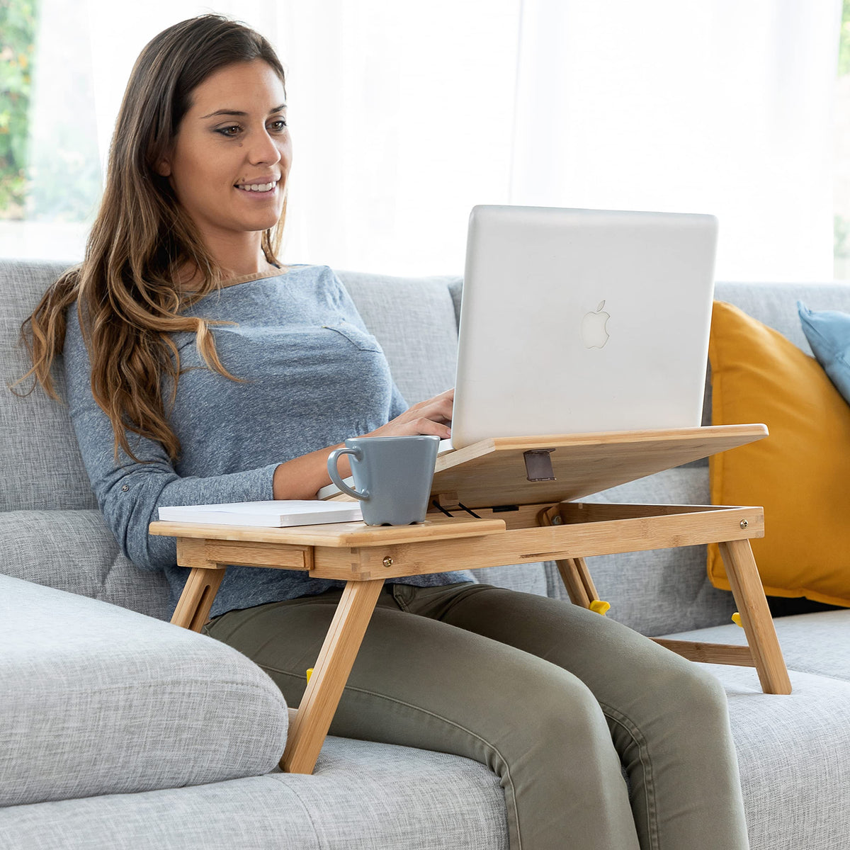 Tavolino Bambù Pieghevole Regolabile | Laptop Letto Divano | InnovaGoods