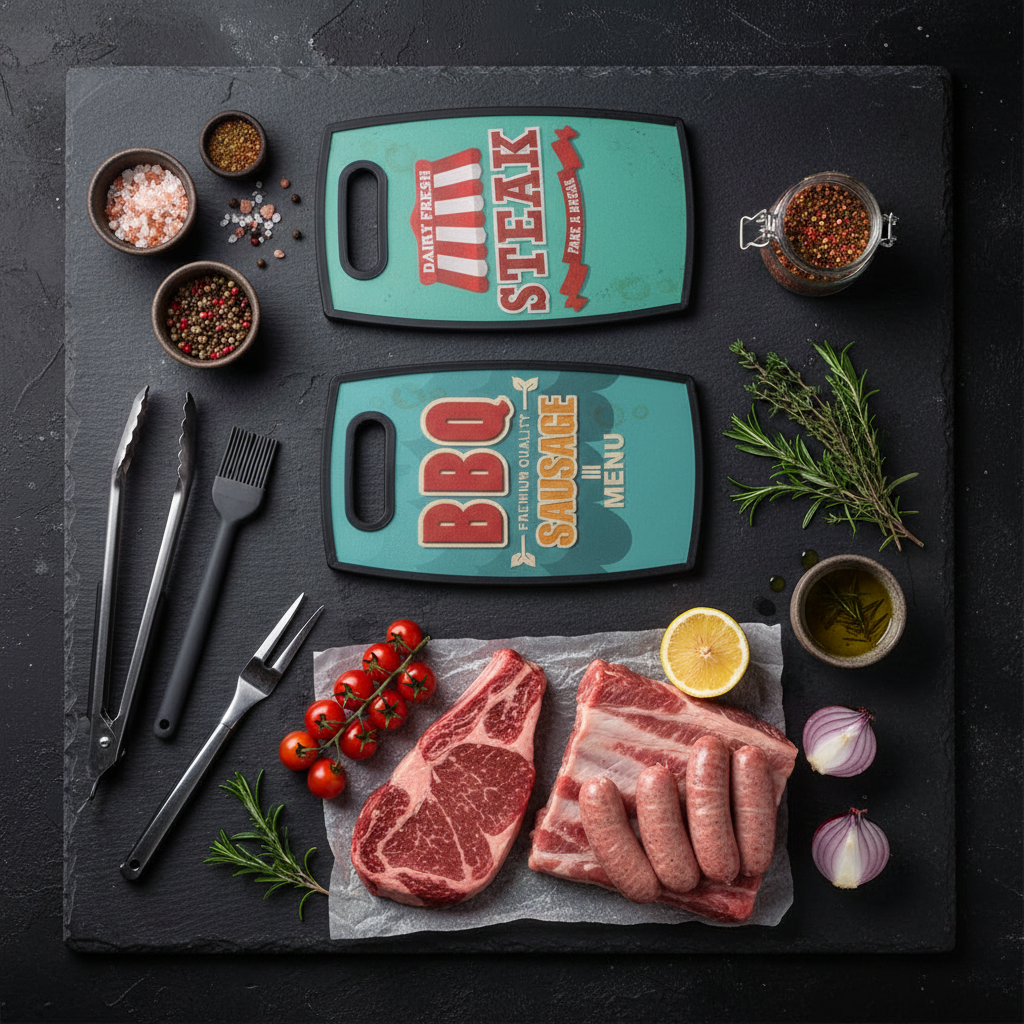 Flat lay BBQ premium