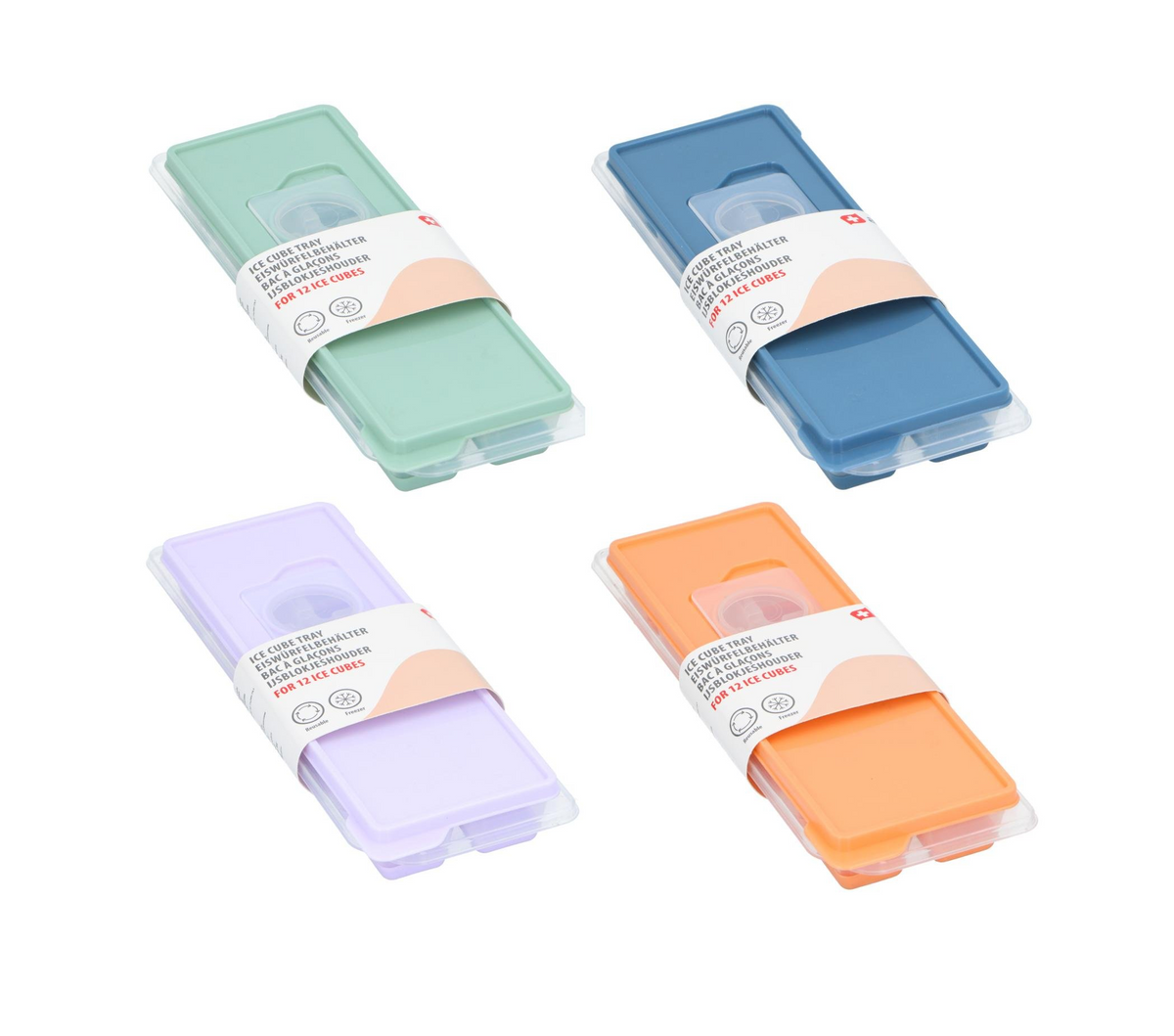 Stampo Ghiaccio Silicone con Coperchio 12 Cubetti - Vaschetta Formaghiaccio Colorata