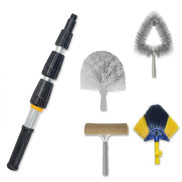 Foto migliorata del kit asta telescopica con quattro accessori
